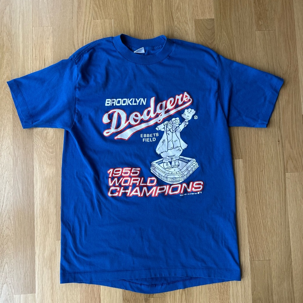 Brooklyn Dodgers 1955 World Series Blue Vintage Graphic Tee 1990s